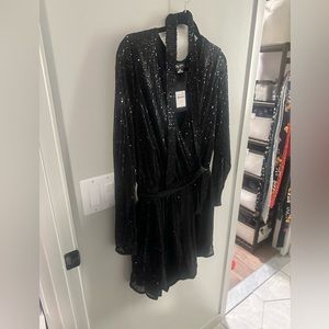 City chic black sequin romper